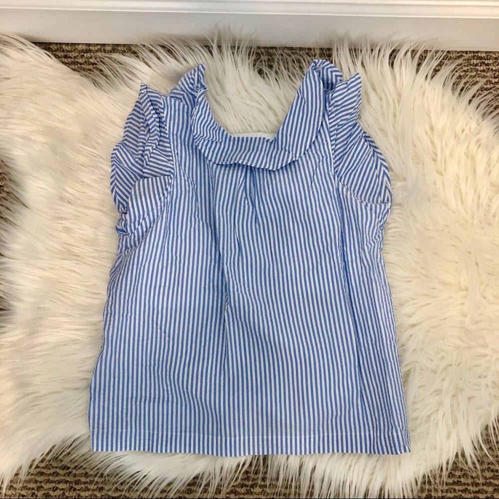 J. Crew Seersucker Ruffle Top - Picture 2 of 5